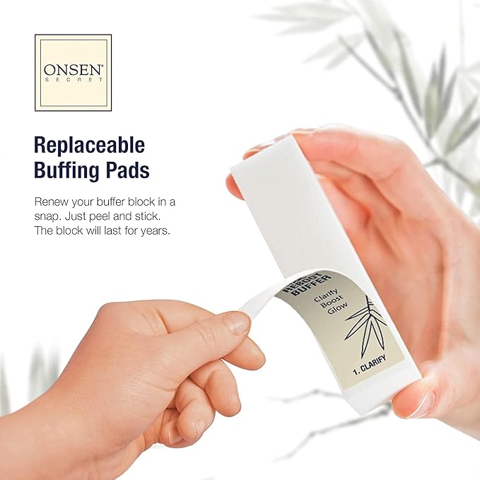 Onsen Secret Complete Nail Reboot Kit w/Cuticle Oil 10ml, Nail File 120/180 Grit Double Sided, A 3-Way Buffer Block & Cuticle Serum-15ml in Action | Super Value Pack