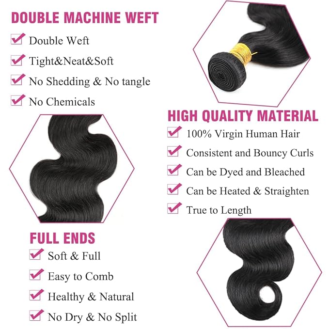 Brazilian Human Hair Bundles Body Wave Human Hair Single Bundle 22inch 100% Unprocessed Virgin Human Hair Body Wave Raw Quick Weaves Deals Natural Black