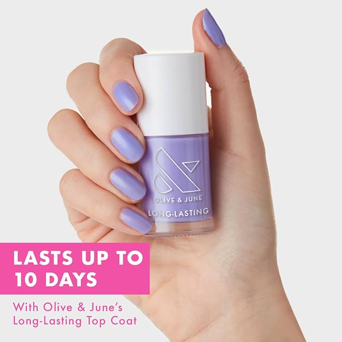 Olive & June Long Lasting Nail Polish | Spring Pastel Nails | Plump Gel-Like Finish No Lamp Needed | Lasts up to 10 days | 15-Free Vegan & Cruelty-Free Chip-Resistant |Bold & Unshaken Bold Purple