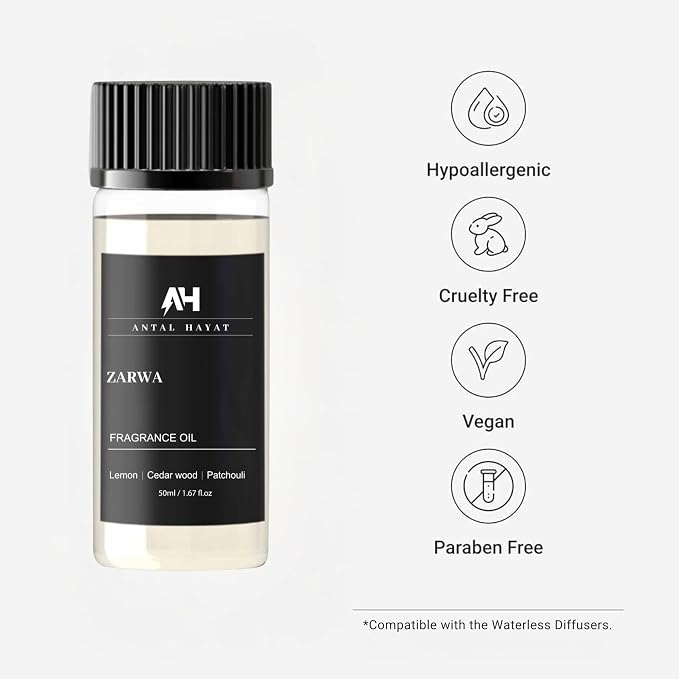 Hotel Scent Zarwa Diffuser Oil 50ml – Inspired by Aventus Cologne – Premium Home Scent – Essential Oil with Lemon, Patchouli, Cedarwood – Luxury Aromatherapy Refill for Diffusers