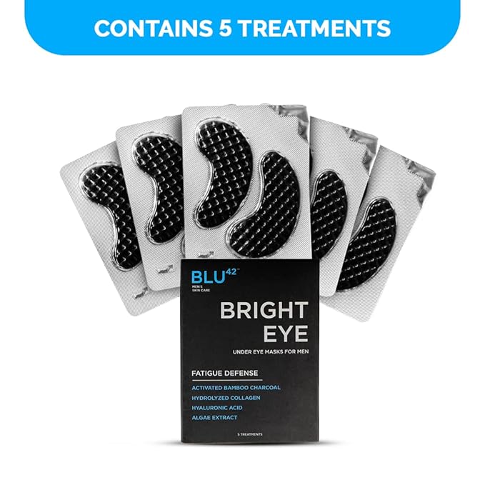 Men's Under Eye Patches – Activated Charcoal Anti-Aging Masks for Dark Circles, Puffiness & Fine Lines – 10-Minute Treatment