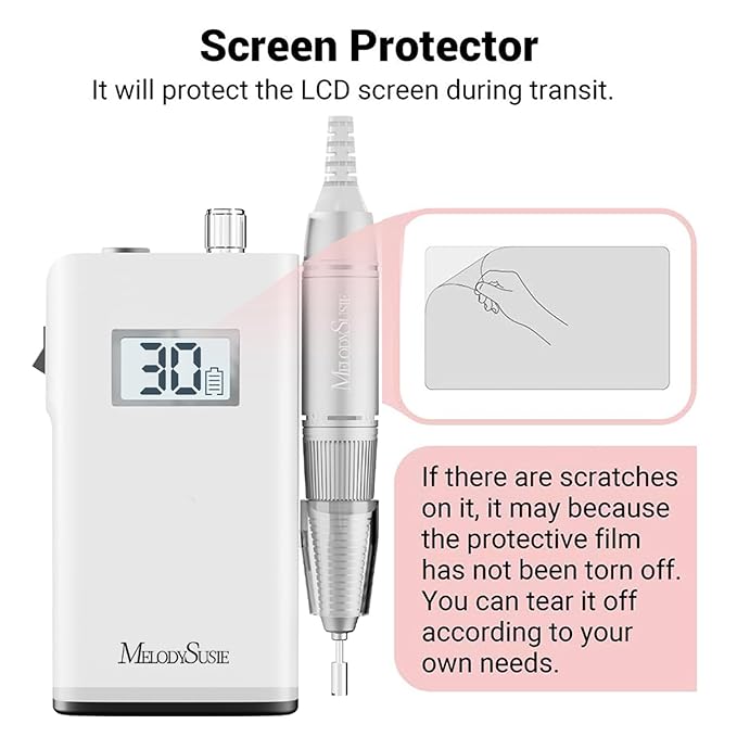 MelodySusie Entry-Level Clip-On Cordless Nail Drill, SC320H 30000RPM Popular Classic E-File with LCD Display for Manicure Shaping & Gel Removal, Perfect for Training, Nail Art Practice & Home Use