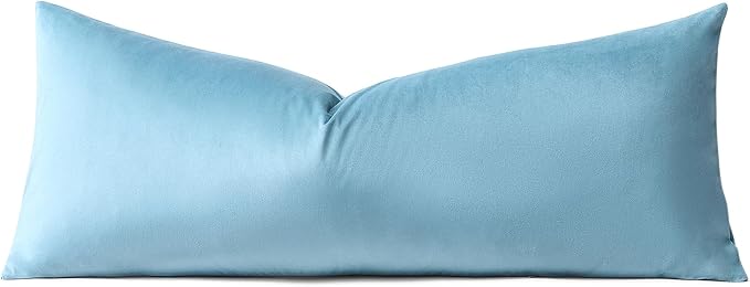 Artscope Luxury Velvet Lumbar Pillow Cover Super Soft Decorative Rectangle Throw Pillow Covers Case Cushion Covers for Sofa Couch Bedroom Car Decor 14x36 Inch Light Blue