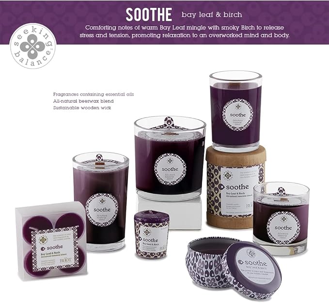 Root Candles Seeking Balance Wood Wick Spa Candle Aromatherapy Candles, 6.5-Ounce, Soothe: Bay Leaf & Birch