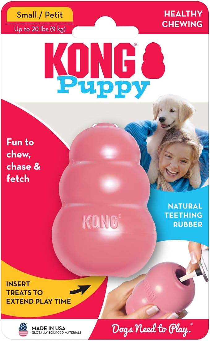 KONG Puppy, Natural Rubber Teething Chew Toy, for Small Puppies, Pink