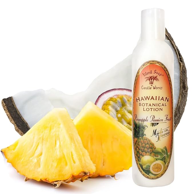 Island Soap and Candle Works Pineapple Scented Body Lotion for Men and Women, Paraben Free Body Moisturizer - Hydrating Hawaiian Skincare - Pineapple Passion Fruit - 8.5 Fl Oz Bottle