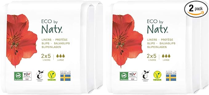 Eco by Naty Panty Liners for Women – Liners for Daily use, Eco-Friendly Women’s Thin Discreet Panty Liners with Organic Cotton to Keep You Fresh (10 Count) (Pack of 2)