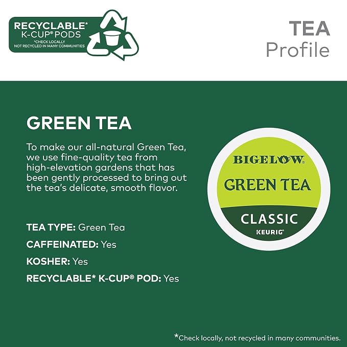 Bigelow Green Tea Keurig Single-Serve K-Cup Pods, (Pack of 24)