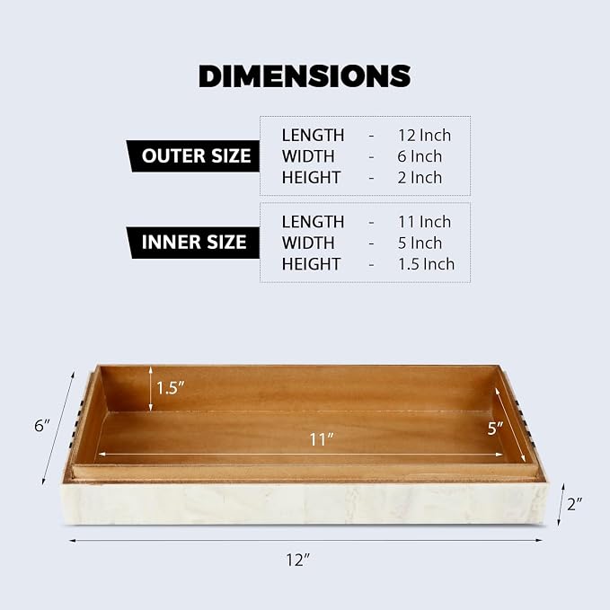 Handicrafts Home Large Decorative Storage Box with Lid – Black White Modern Storage Box, Remote Control Organizer for Coffee Table, Console & Living Room Decor – Mono Sprint 12 x 6 x 2