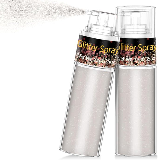 Hair and Body Glitter Spray, 1PC Peal White Glitter Hairspray Dry Powder Makeup for Clothes, Festival Rave Prom Loose Sparkle Powder,Holographic Ultra Fine Resin Glitters for Crafts (1PC Peal White)