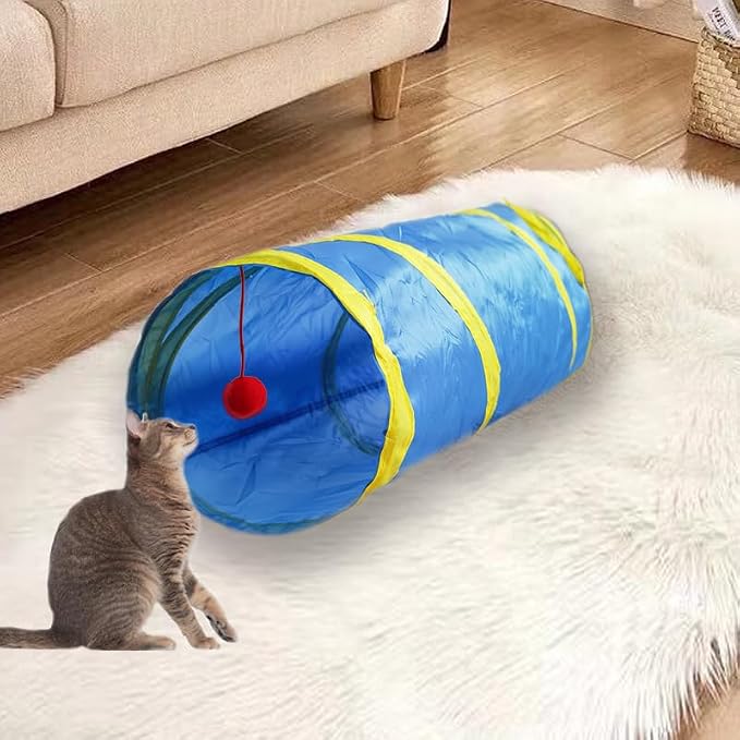 Cat Tunnel Tube Toys，Tunnels for Indoor Cats, 2 Way Collapsible Interactive Toy with Balls for Rabbits, Kittens, Ferrets, Puppy