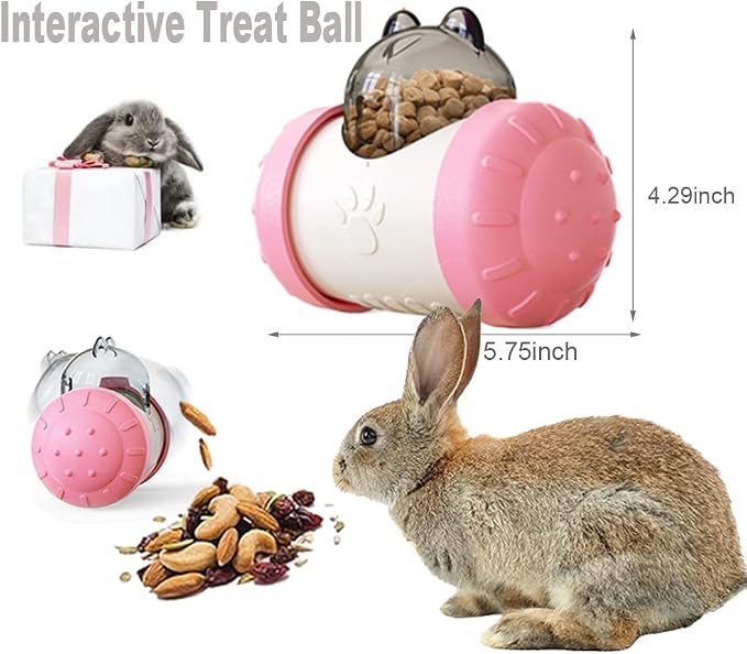 Interactive Treat Ball for Rabbits, Rabbit Snack Toy Ball, Sports and Entertainment Treats Interactive Game, Roll and Push, Enrichment Foraging Toys for Rabbits