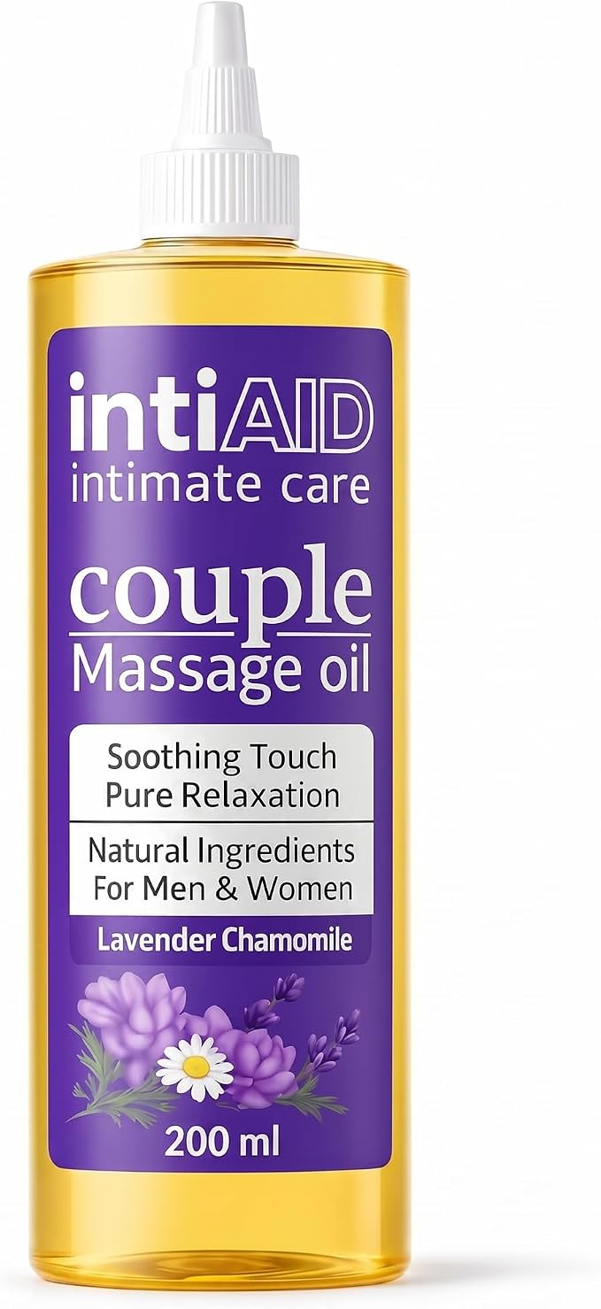 Couple Massage Oil for Date Night & Massage Therapy | Sensual Massage Oil with Lavender & Chamomile | Natural Almond Oil, Jojoba OIl & Vitamin E | 7 Fl Oz