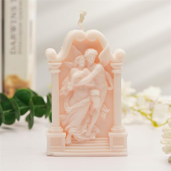 Hugging Angel Shaped Scented Candle,125G Aesthetic Handmade Soy Wax Aroma Decorative Art Candle for Table Photo Prop Valentine's Day Wedding Birthday,Prefect Gift for Meditation Stress (Pink)