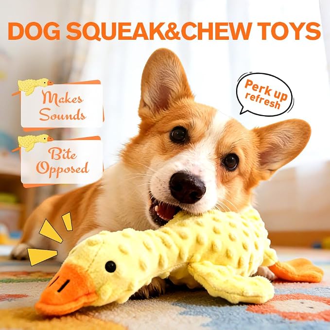 Indestructible Dog Toy for Aggressive Chewers, Durable Stuffed Squeaky Dog Toys for Small Medium Large Dogs, Interactive Chew Teething Puppy Toy for Indoor Outdoor Play (White)