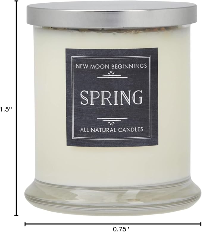 Spring Candle by New Moon Beginnings - Rosemary & Citrus Candle - Soy Candle - All Natural Aromatherapy Essential Oil Candle - Herb & Crystal Candle - Energy Cleansing Candle - 12 oz Glass Jar