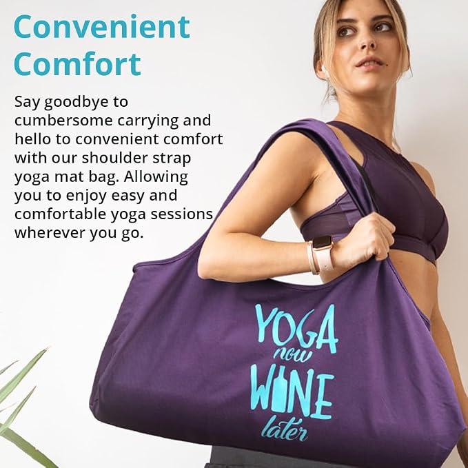 Wild Essentials Yoga Bag, Exercise, Tote, Large Carrier, Shoulder Strap, Inner Pocket, Fits Most Mats, Recycled Cotton Canvas