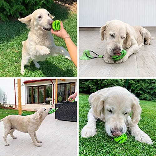 Suction Cup Dog Toy - Durable Rubber Bite & Treat Dispenser Ball for Dogs - Teeth Cleaning, Self-Playing, Indoor Use
