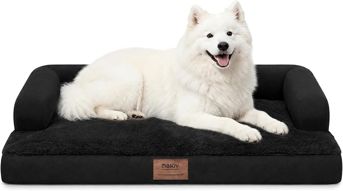 Orthopedic XL Dog Bed with Bolster for Extra Large Size Dogs | Pillow Support for Neck Relief, Egg Crate Foam, Skin-Friendly Surface, Waterproof Liner, Anti-Slip Bottom, 42 x 30 Inch