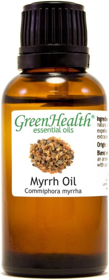 Myrrh Essential Oil - 1 fl oz (30 ml) Amber Glass Bottle w/Euro Dropper - 100% Pure Essential Oil - GreenHealth