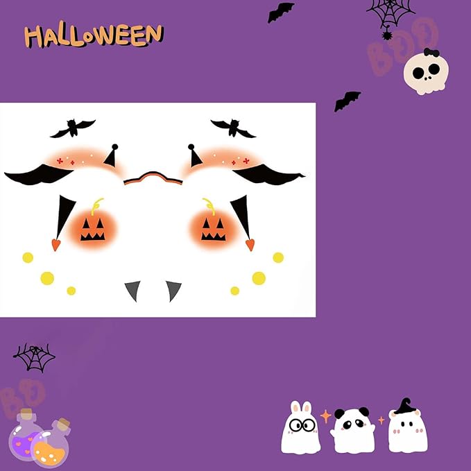 1 Pcs Freckles Face Tattoo, Halloween Prank Makeup Temporary Tattoo, Children's Face Stickers, Halloween Face Tattoo Stickers, Pumpkin Sticker, Glow Up Makeup