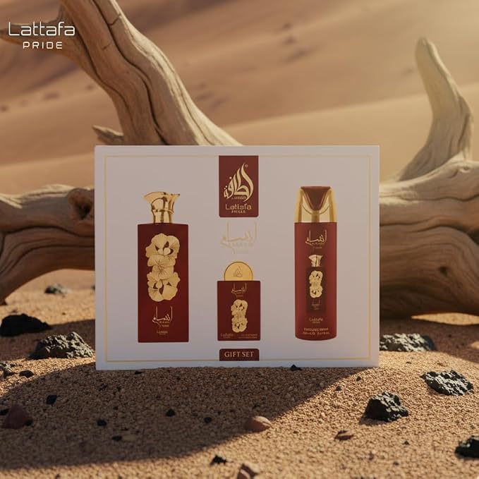 Lattafa Pride - Ansaam Gold for Men - 3 Pc Gift Set 3.4oz EDP Spray, 6.67oz Perfumed Body Spray, 0.67oz EDP Spray