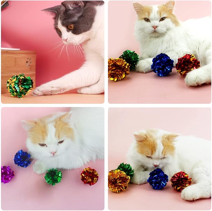 PET SHOW 20 Pack Cat Toy Crinkle Balls 2.5inch for Indoor Cats Kittens