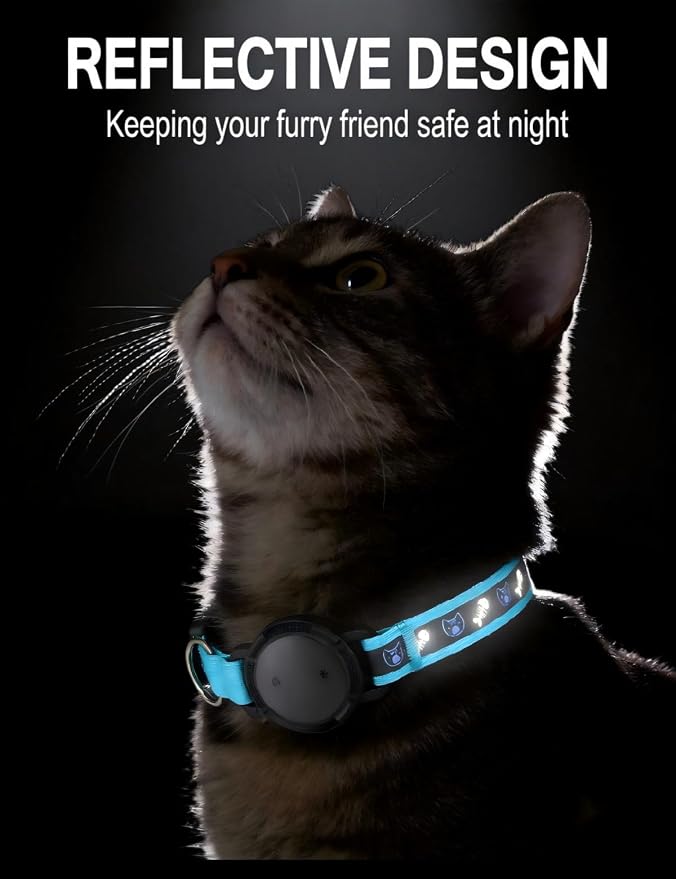 GPS Cat Tracker Collar (Android & iOS), Real-Time Activity Tracking Blue | Bluetooth Smart Finder tag No Subscription, Works with Apple Find my App & Google Find Hub, Anti-Lost for Pet Items Kitten