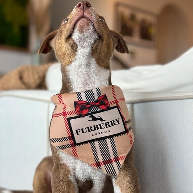 Dog Bandana Furry Designer Fashion Clothes Scarf kercheif for Small Medium and Large Dogs. Funny Parody Gift for Girl or boy Dog Soft Durable Fabric, Adjustable tie-on Style Triangle