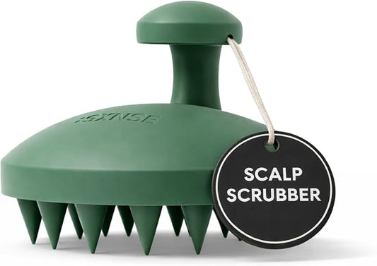 SXNSE - Revive Silicone Scalp Massager, Forest - Manual Hair & Scalp Scrubber for Dandruff, Buildup, Itch, & Hair Growth - Soft Exfoliating Silicone Bristles for Wet & Dry Hair, Flake-Free Finish