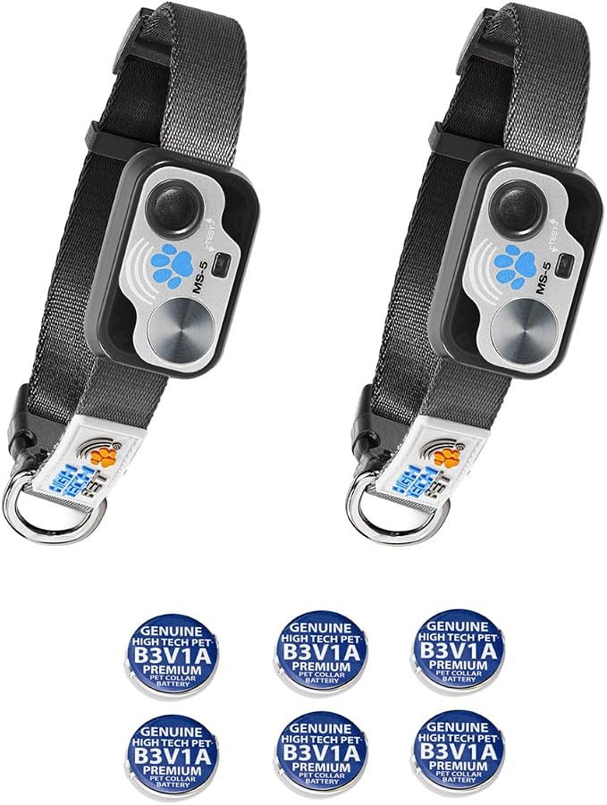 Genuine MS-5® Automatic Pet Door Collar 2-Pack, Tested & Certified by High Tech Pet with 6 Free Preimum Batteries. Complies with Power Pet Door Performance Warranty.