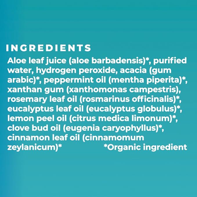 Essential Oxygen Certified BR Organic Brushing Rinse, All Natural Mouthwash for Whiter Teeth, Fresher Breath, and Happier Gums, Alcohol-Free Oral Care, Peppermint, 16 Ounce, Package may vary