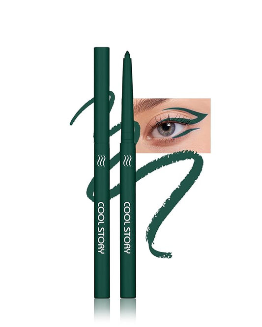 Green Gel Eyeliner Pencil,Retractable Cream Matte Eye Liner Pencils,Waterline Eye Makeup Liners,Waterproof & Smudge Proof Eyeliner Facial Makeup Gift for Mature Women,Girls, Christmas – M10 Dark Green