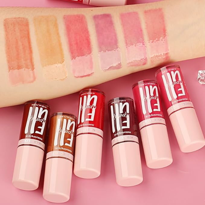 Anglicolor 2PC Lip Oil and Metallic Glitter Pink Lipstick,Natural Lip Plumper,Fruit Flavoured Lip Oil,For Dry Lip's Moisturizing Hydrating,Vegan & Cruelty-free (13 Artemis+15)