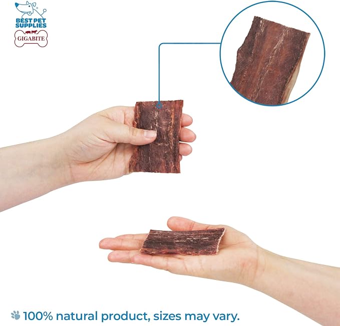GigaBite Beef Esophagus Dog Treats - Natural Gullet Sticks for Dogs, High Protein Single Ingredient Dog Chews, Rawhide Free Dental Dog Treats for All Dog Breeds - Strips Taffy, 1 Pound (Pack of 2)