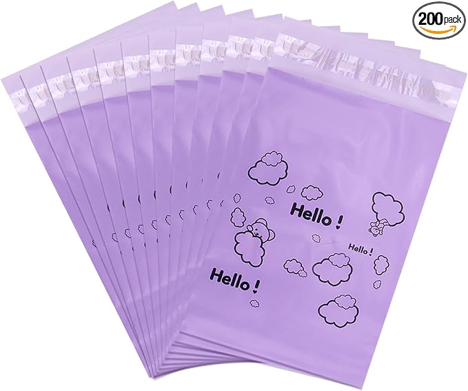 Cute Purple Sanitary Pad Disposal Bags - Pack of 200, 7x12inches Opaque Feminine Hygiene Disposal Bags for Tampons, Liners