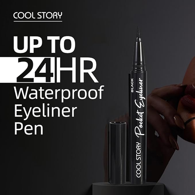 COOL STORY Black Liquid Eyeliner Pencil Eye Liner Pen – Waterproof & Smudge Resistant Long Lasting Makeup
