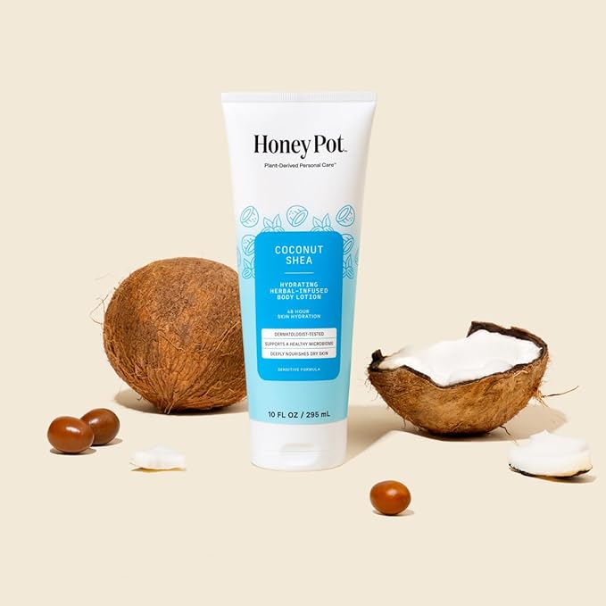 Honey Pot - Hydrating Coconut Body Lotion for Women - Shea Butter and Olive Oil - 48-Hour Moisture Skin Care - No Parabens and Sulfates - 10 Fl Oz