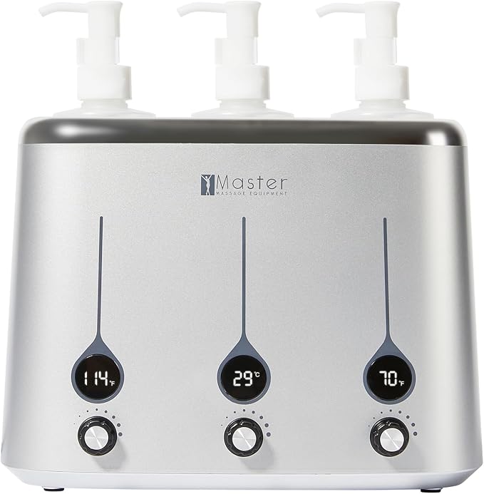 Master Massage Gen-II Oil Warmer: Quick & Efficient 3-Bottle Heater for Oils and Lotions (Heats Up to 140°F) - Sleek Modern Design for Massage Therapy & Personal Use
