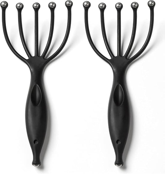 Head Massager,Protable Handheld SPA Scalp Massage Tool for Deep Relaxation & Stress Reduction Wet and Dry in The Office Home SPA (2-Pack) (Black Black)