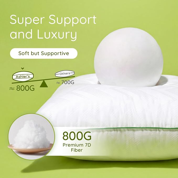 Ashler 20x20 Pillow Inserts Set of 2, 100% Cotton Cover Pillow | Soft & Supportive, Square Interior Sofa Stuffer, Decorative Pilloes for Sofa Couch, Hypoallergenic Pillow