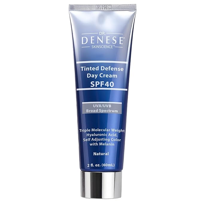 Dr. Denese Broad Spectrum SPF 40 Defense Day Cream (Natural) 2 oz – Tinted Moisturizer & Daily Sunscreen – Hydrating BB Cream with Antioxidants for Smooth Radiant Skin – Protection for All Skin Types