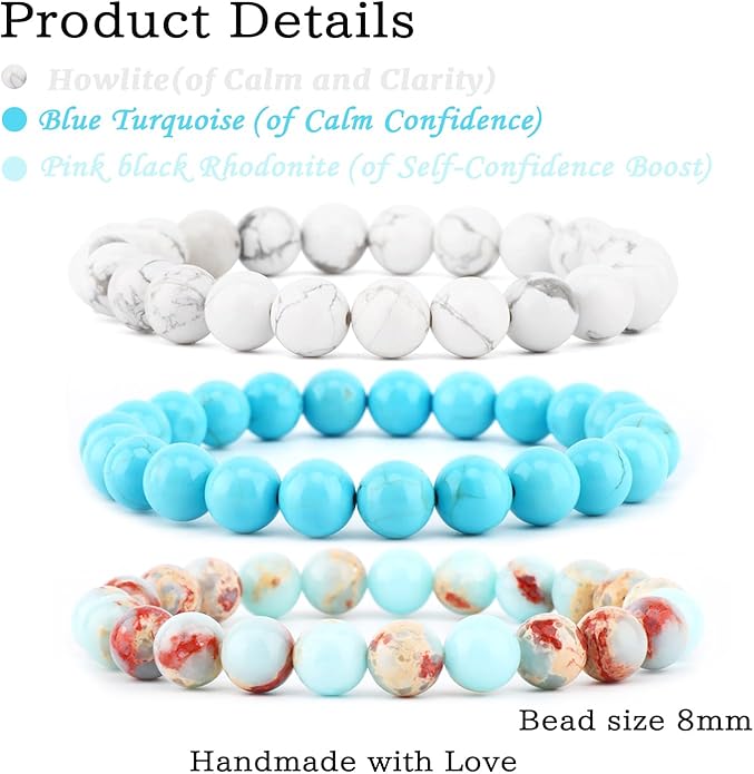 NCB 2.3-Piece 4mm Natural Crystal Gemstone Stretch Bracelets – Handmade Reiki Energy Healing Jewelry for Meditation,Yoga, Unisex