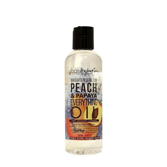 Urban Hydration Brighten & Glow Peach & Papaya Everything Oil | Sulfate, Paraben, Gluten, and Dye Free, Hydrates, Softens & Improves Overall Appearance of Skin| 6.8 Ounces