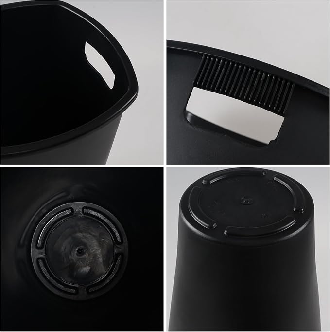 Teyyvn 4-Pack 15.75 Inch Plastic Floral Bucket, Flower Buckets, Black | Durable plastic flower pail, deep design for fresh cut flower hydration