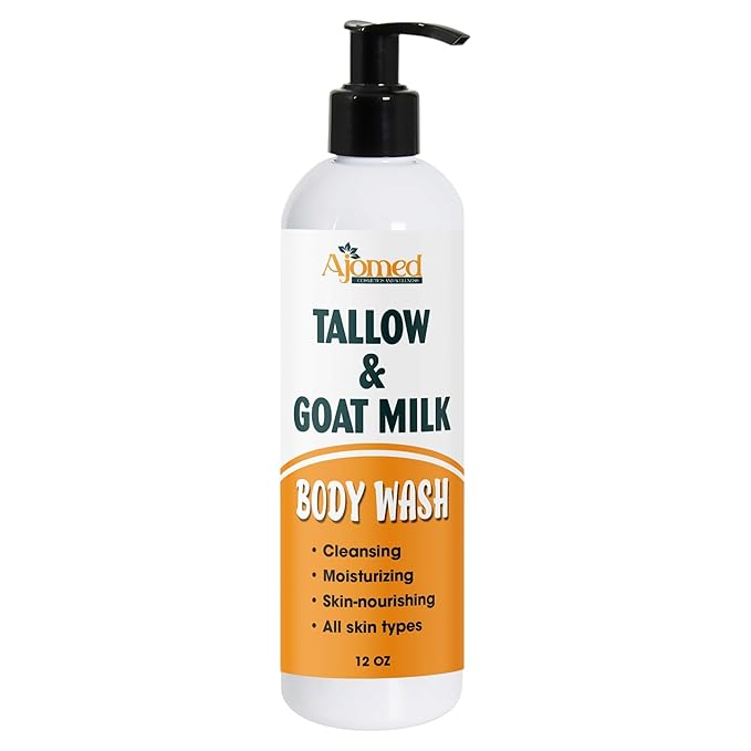 Tallow & Goat Milk Body Wash, handmede body soap Moisturizing and Cleansing for All Skin Types 12 oz (Regular)