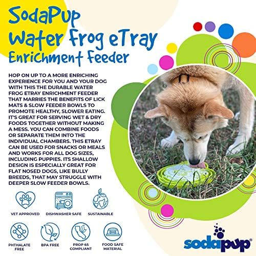 SodaPup Water Frog eTray – Durable Slow Feeder Tray Made in USA from Non-Toxic, Pet-Safe, Food Safe Material for Mental Stimulation, Slowing Down Eating, Healthy Digestion, & More
