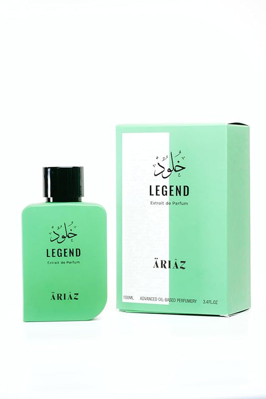 ARIAZ Legend Extrait de Parfum for Men – 3.4 Oz Long Lasting Masculine Scent – Aromatic Fougere with Apple, Bergamot, Ambergris & Patchouli