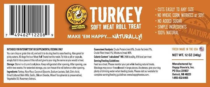 Happy Howie's Soft Meat Roll Treat, Beef, Lamb, Turkey, 12 Oz (Pack of 3)