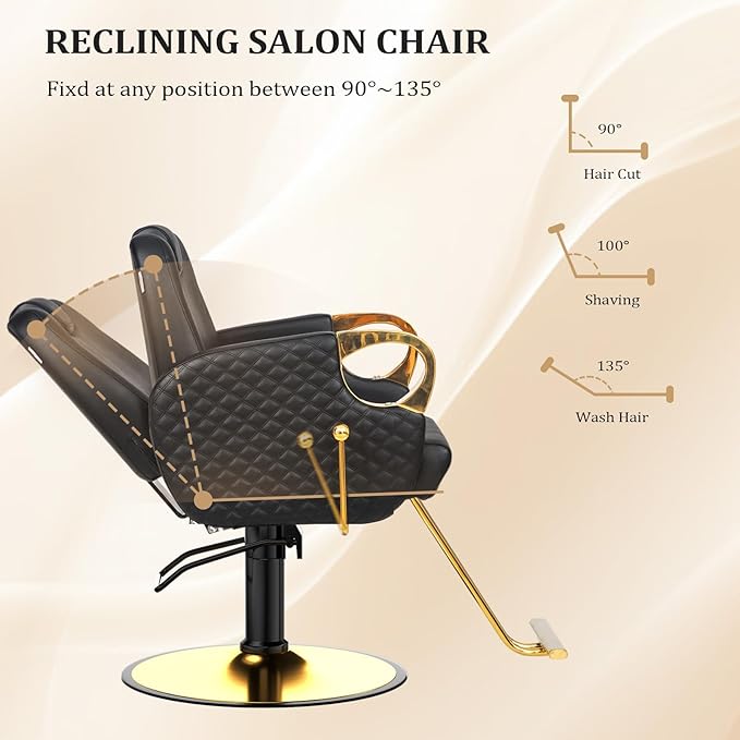 OmySalon All Purpose Salon Chair with Reclining Back, Stylist Chairs for Salon, Hydraulic Barber Chair Heavy Duty Hair Chair for Shampoo Makeup Threading Waxing